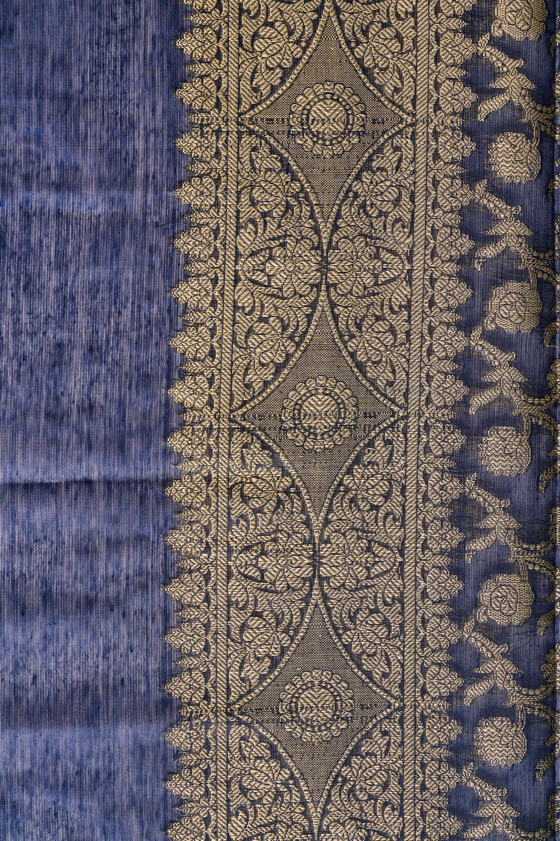 Navy Chanderi Print Scarf, , image 2